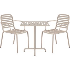 Ivy Cafébord L66cm + 2 stole Ivy Pipe, Taupe