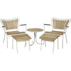 Marguerit Loungebord ø50+2 stole+2 skamler, Hvid