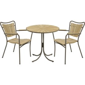 Marguerit Cafébord ø70cm + 2 stole, Mocca