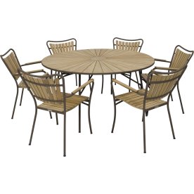 Marguerit Havebord ø140 cm + 6 stole, Mocca