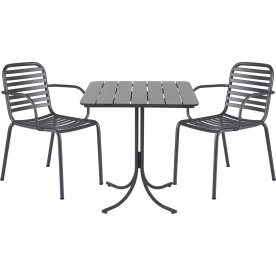 Pure Cafésæt L67cm + 2 stole Ivy Pipe, Antracit