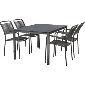 Pure Havebord L132cm + 4 stole Verona, Antracit
