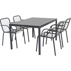 Pure Havebord L132cm + 4 stole Ivy Wire, Antracit