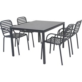 Pure Havebord L132cm + 4 stole Ivy Pipe, Antracit