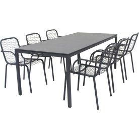 Pure Havebord L197cm + 6 stole Ivy Wire, Antracit