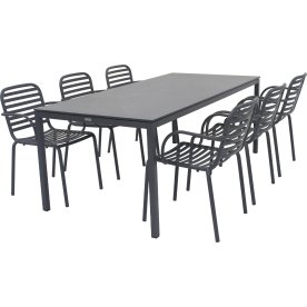 Pure Havebord L197cm + 6 stole Ivy Pipe, Antracit