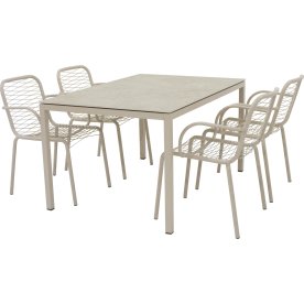 Terra Havebord L132cm + 4 stole Ivy Wire, Taupe