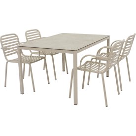 Terra Havebord L132cm + 4 stole Ivy Pipe, Taupe