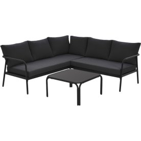 Olga Hjørnesofa m/hynder og bord, sort
