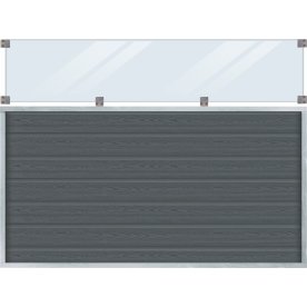 Plus Artura Komposithegn, glas 37cm, grå,180x135cm