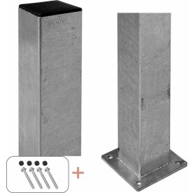 Plus Stålstolpe med fod, 8x8x96 cm.