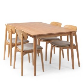 NordicLine kantinesæt m/4 stole m/polstring, eg