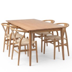 NordicLine kantinesæt m/4 stole m/flet, eg