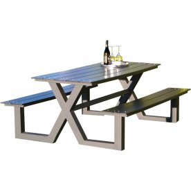 Bord-bænkesæt X-model, sort nonwood, alu stel