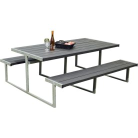 Bord-bænkesæt NJORD, antracitgrå nonwood, stålstel