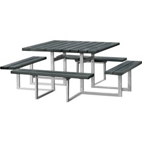 Bord-bænkesæt 8 pers, antracitgrå nonwood stålstel