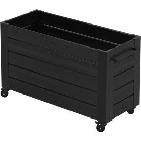 Plus Cubic Blomsterkasse m/hjul 120x50x73, sort