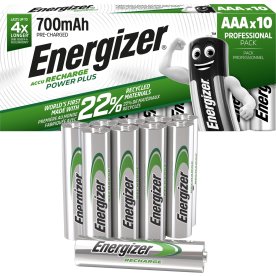 Energizer genopladelig PowerPlus AAA batteri 10stk