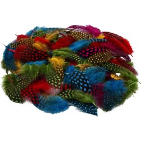 Perlehønsfjer | 50 g | Ass. Farver