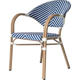 Marseille Havestol, flet/alu, UV, stabelbar, blå