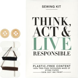 Sysæt med nål, sikkerhedsnål, tråd og knapper