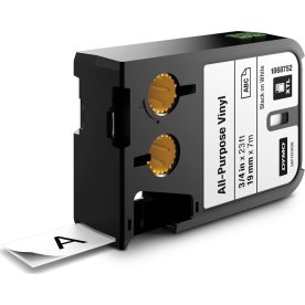 Dymo XTL, vinyltape, 19 mm, sort på hvid