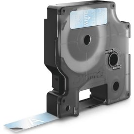 Dymo D1 labeltape 12mm, hvid på klar
