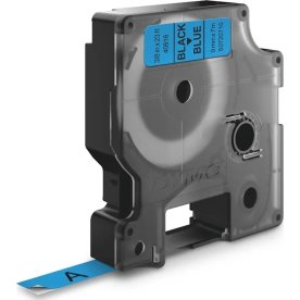 Dymo D1 labeltape 9mm, sort på blå