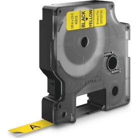 Dymo D1 labeltape 9mm, sort på gul