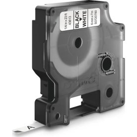 Dymo D1 labeltape 6mm, sort på hvid