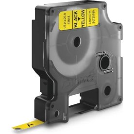 Dymo D1 labeltape 6mm, sort på gul