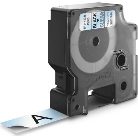 Dymo D1 labeltape 19mm, sort på klar