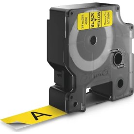 Dymo D1 labeltape 19mm, sort på gul