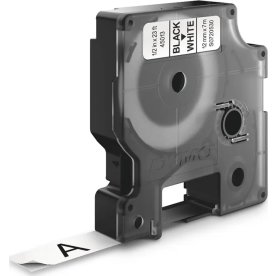 Dymo D1 labeltape 12mm, sort på hvid