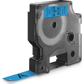 Dymo D1 labeltape 12mm, sort på blå