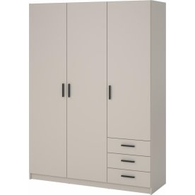 Coreline garderobeskab 3 døre/3 skuffer, gråbeige