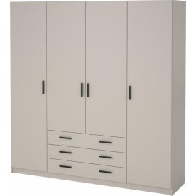 Coreline garderobeskab 4 døre/3 skuffer, gråbeige