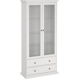 Serveline vitrineskab 2 døre/2 skuffer, hvid