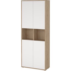 Small Officeline høj bogreol m/4 låger, hvid/eg