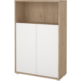 Small Officeline lav bogreol m/2 låger, hvid/eg