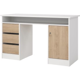 Small Officeline skrivebord 1 skab/3 skuf, eg/hvid