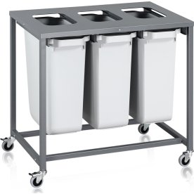 Sorteringsvogn Light, 3 beholdere, 180 L.