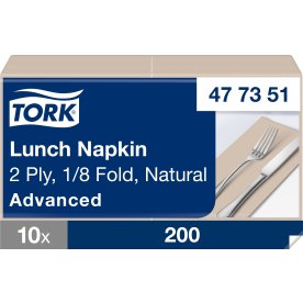 Tork Frokostserviet, 1/8, 2-lag, Natur, 200 stk.