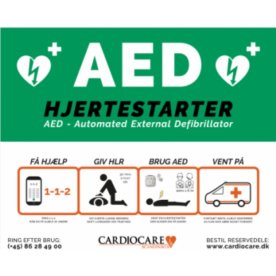 Cardiocare A3 hjertestarter skilt