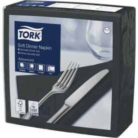 Tork Middagsserviet, 3-lag, Sort, 100 stk.