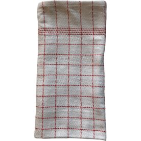 Viskestykke 50 x 100 cm, hvid med røde tern