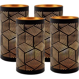 Securit® SANTORINI metalstager, sort/guld, 4 stk