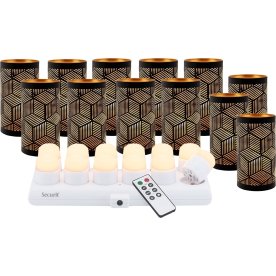 Securit® SANTORINI metalstager m/hvid LED, 12 stk