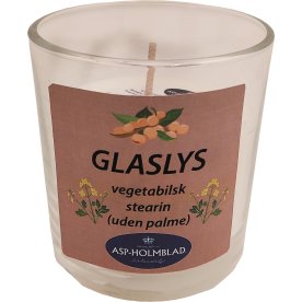 Glaslys, vegetabilsk stearin, 7x7,6 cm, hvid
