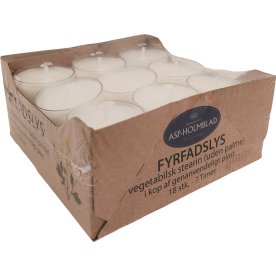 Fyrfadslys i plast kop, veg.stearin, hvid, 18 stk.